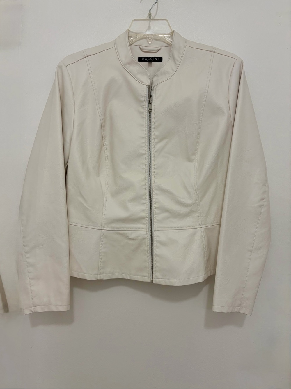 Baccini Women's Cream Zip-Front  faux Leather Jacket